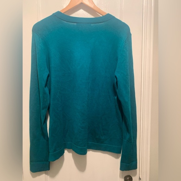 Lilly Pulitzer Morgan Teal Sweater with Rhinestone Buttons L - Picture 3 of 9